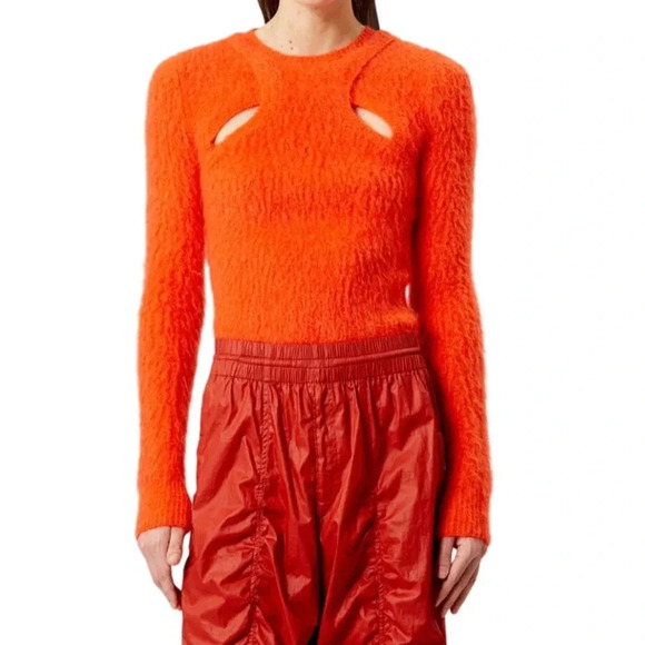 New Isabel Marant Cut Out Sweater Orange Mohair Trendy Influencer XL - Picture 12 of 13